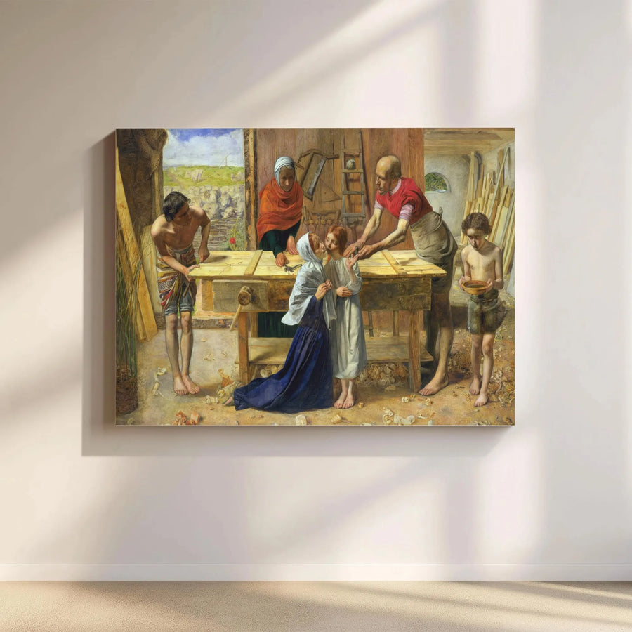Christ in the House of His Parents Canvas | John Everett Millais Wall Art | Premium Gallery Wrapped Canvas | Christian Home Decor Gift