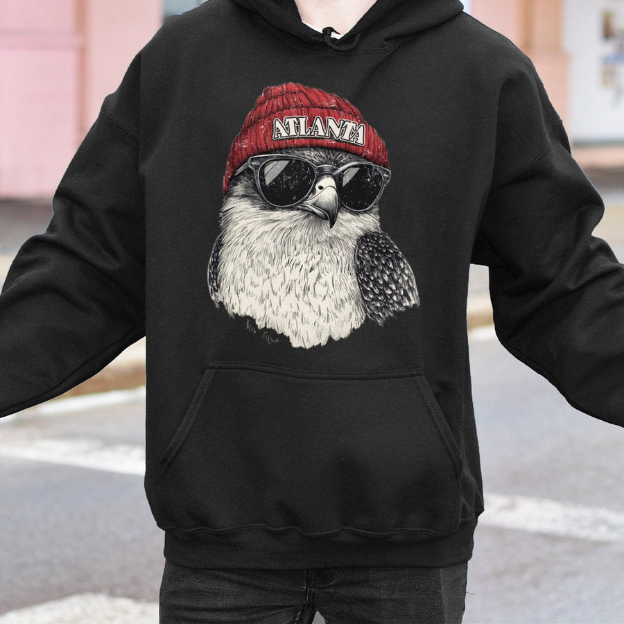 Atlanta Falcon Wearing Beanie And Sunglasses Hoodie