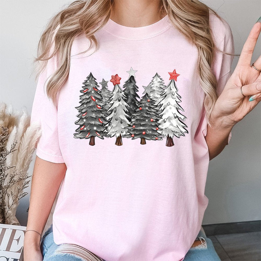 Christmas Tree T-Shirt | Minimalist Holiday Pine Graphic | 100% Cotton Premium Tee | Unisex Winter Seasonal Gift For Family