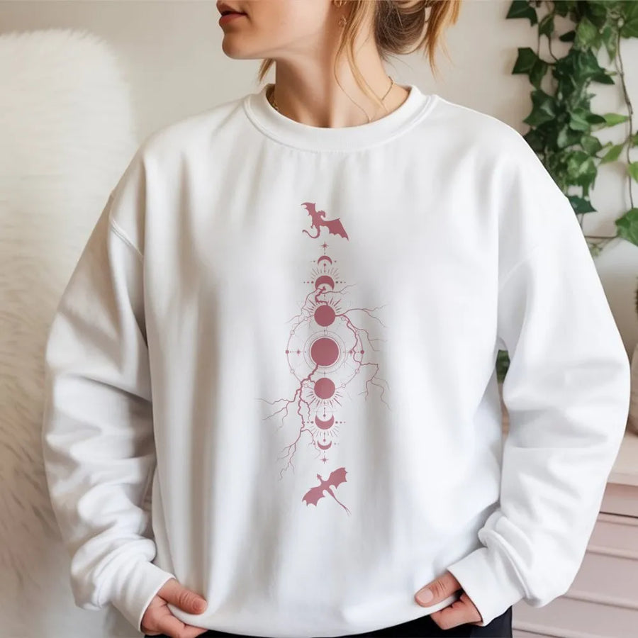 Celestial Dragon Sweatshirt | Mystical Moon Phase Graphic Sweatshirt | Premium Soft Blend | Witchy Fantasy Reader Gift