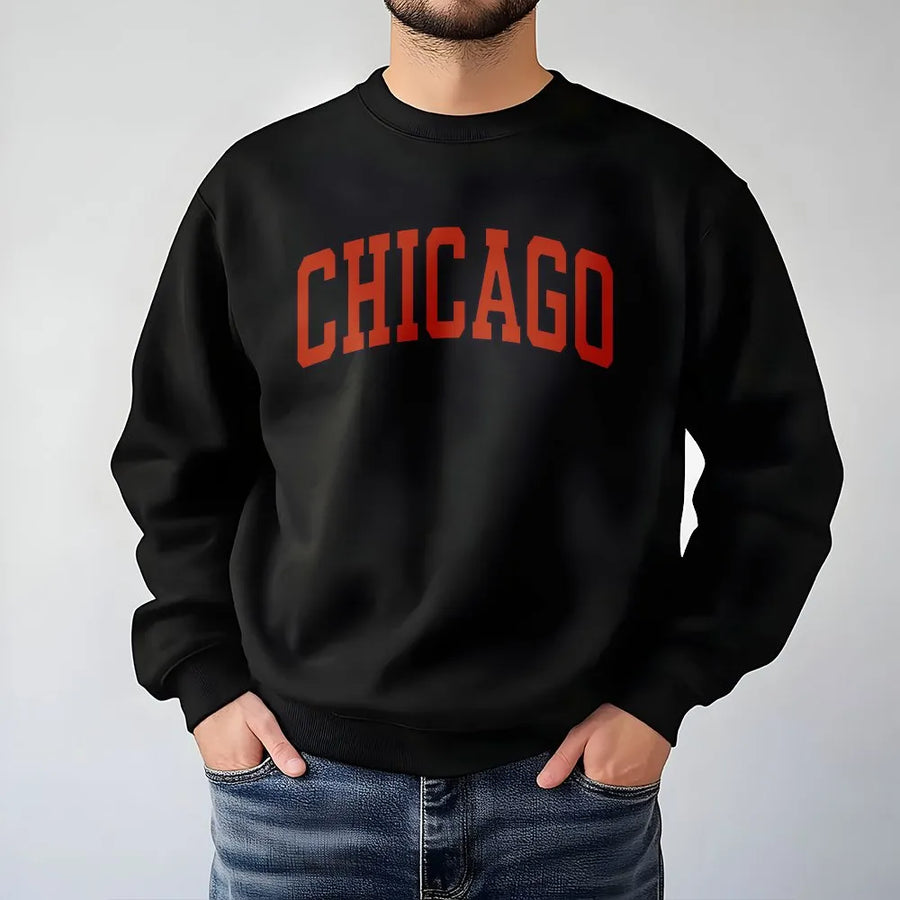 Chicago Sweatshirt | Vintage Style Varsity Lettering | Premium Cotton Tee | Unisex Chicago Pride Gift for Men and Women
