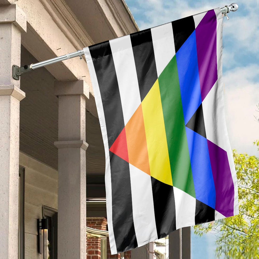 Straight Ally Pride House Flag | Rainbow Chevron LGBTQ Support Decor | Durable Weather-Resistant Polyester | Gift for Inclusivity and Home Pride