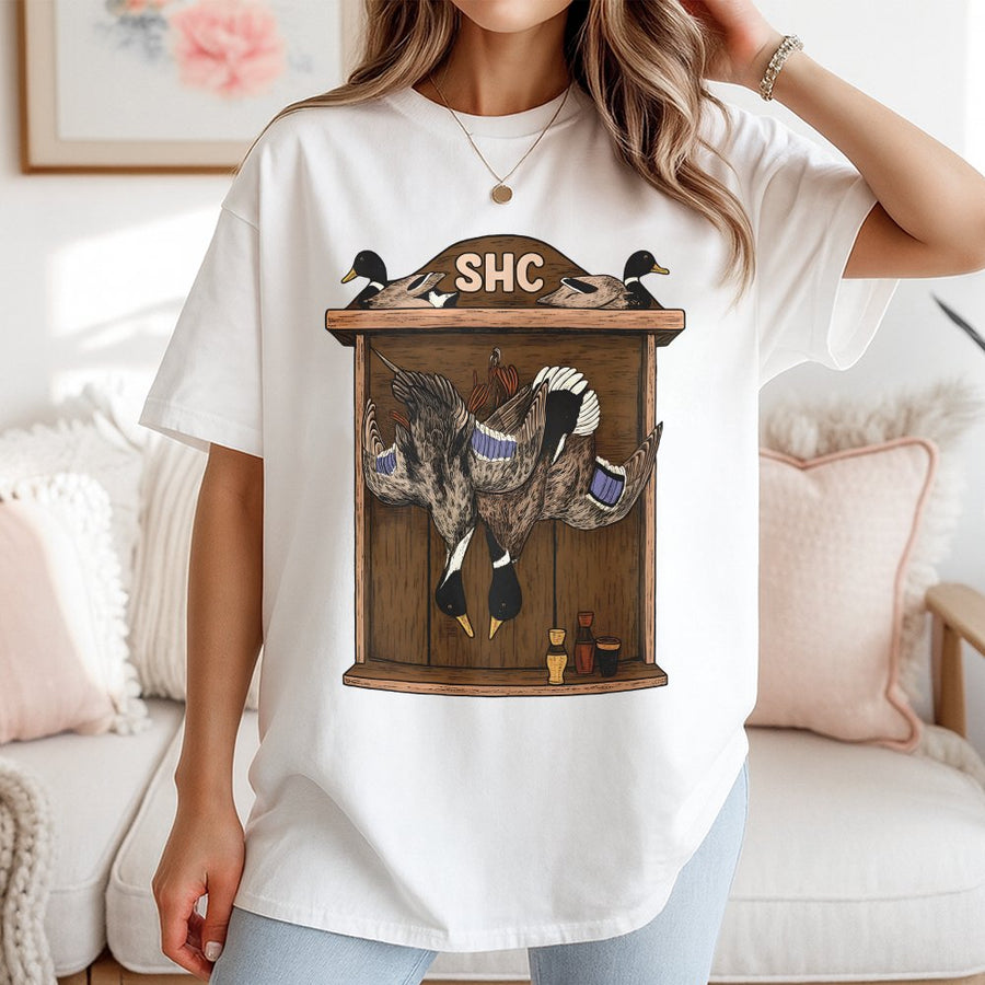 Duck Hunting T-Shirt | Vintage Mallard Trophy Display Graphic | 100% Premium Cotton Tee | Wildlife Outdoor Gift for Hunters
