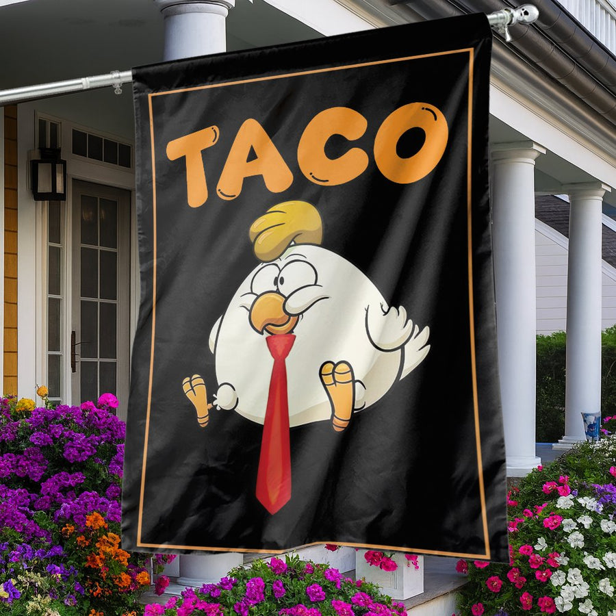 Taco Chicken Garden Flag | Funny Cartoon Farm Animal Garden Decor | Weather-Resistant Premium Polyester | Whimsical Outdoor Gift for Farmers