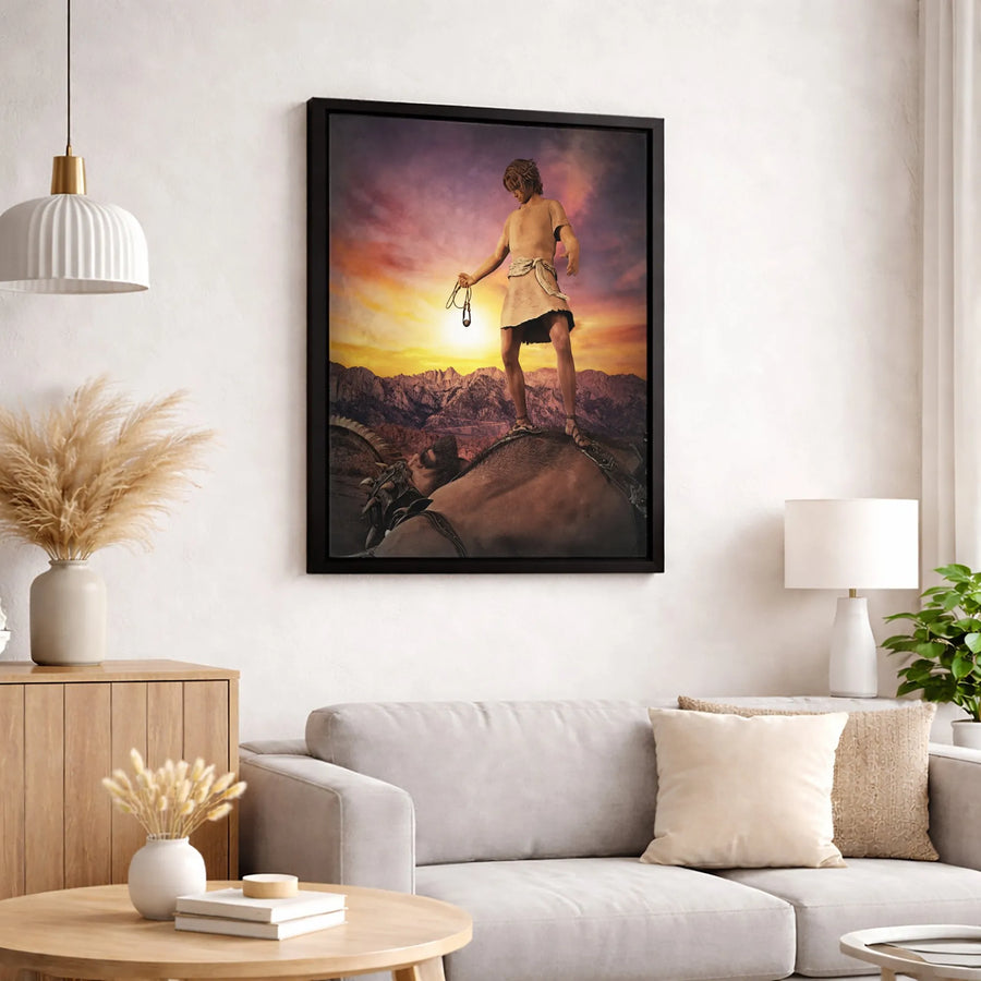 David and Goliath Canvas Print | Biblical Story Heroic Scene | 1.25 Inch Gallery Wrap | Religious Home Office Wall Art Gift