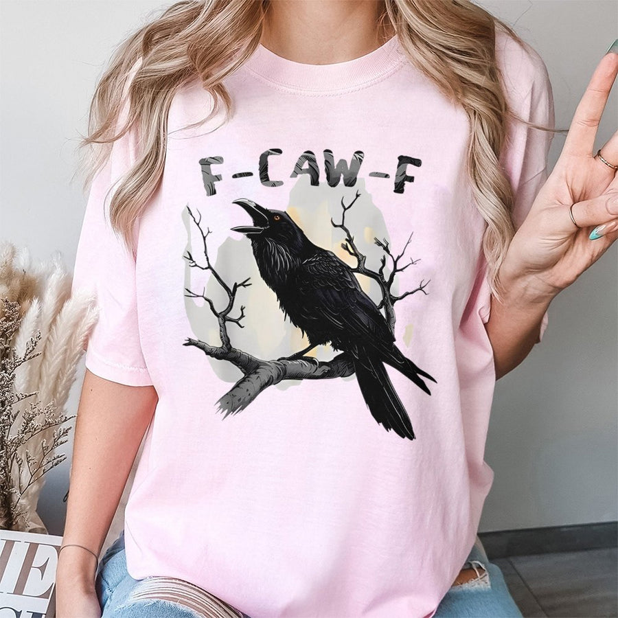 Crow Graphic T-Shirt | Edgy F-Caw-F Gothic Raven Design | Premium Cotton Soft Tee | Dark Aesthetic Gift For Bird Lovers & Alt Style Fans