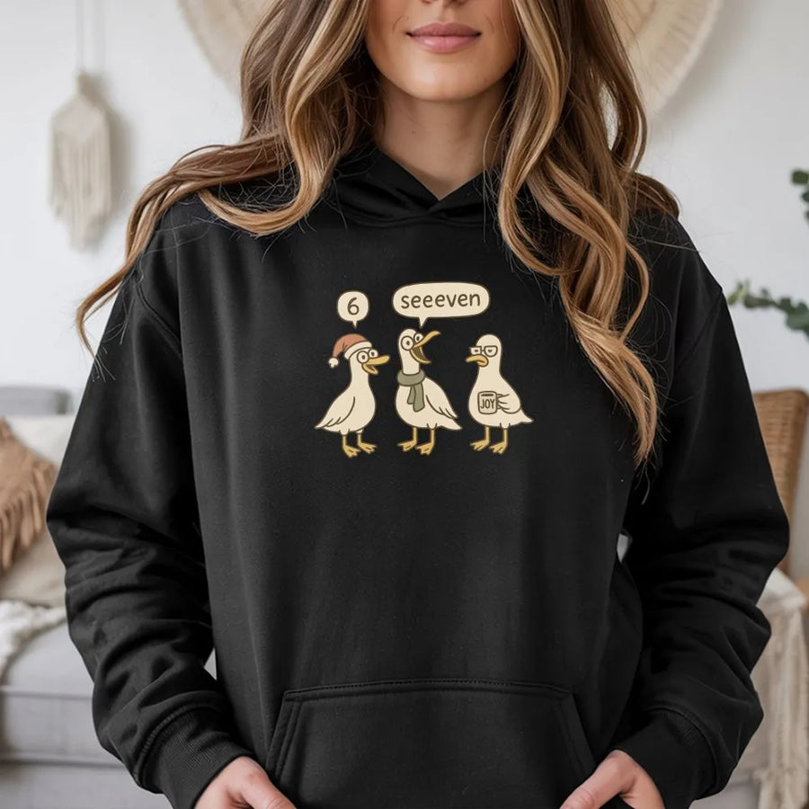 6 7 Teacher Funny Christmas Hoodie | Cute Goose Math Joke Graphic | Premium Cotton Blend | Gift For Teachers and Educators