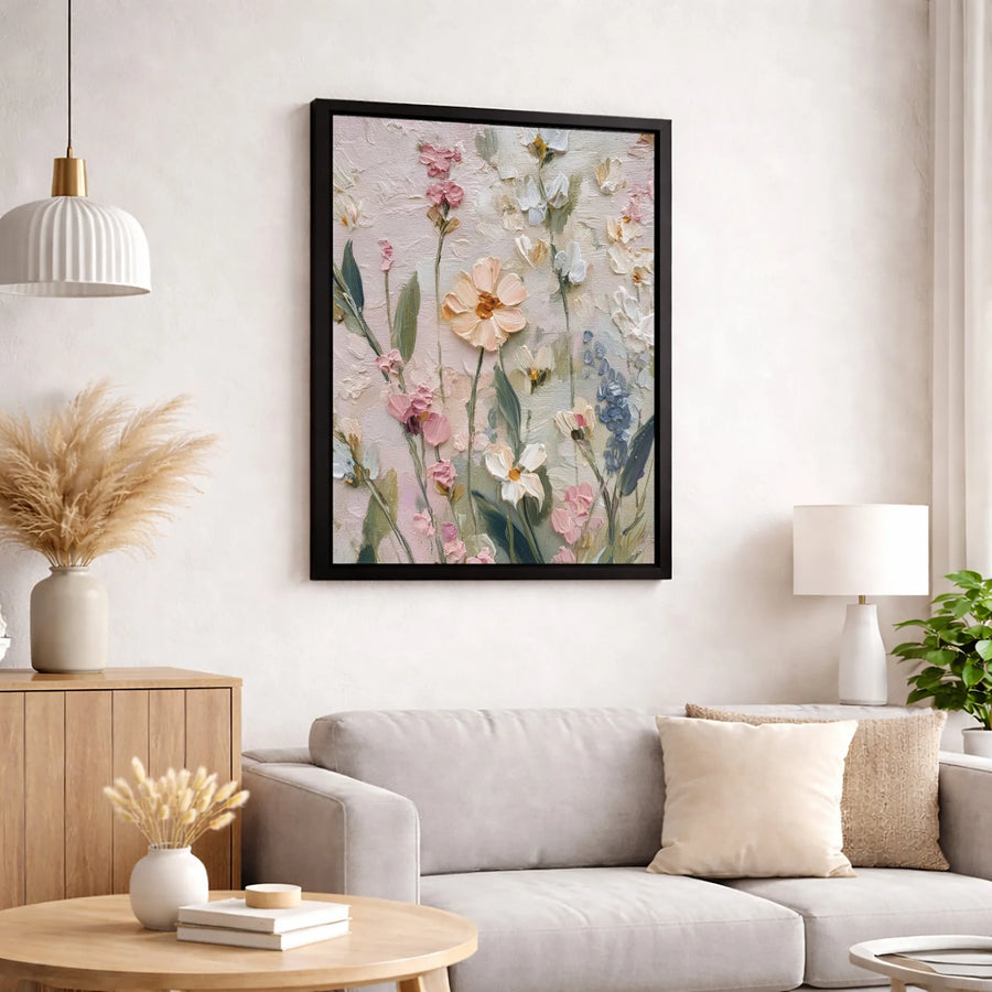 Wildflower Oil Painting Canvas | Textured Floral Impasto Wall Art | Gallery-Quality Fade-Resistant Print | Elegant Home Decor Gift