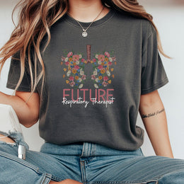 Future Respiratory Therapist T-Shirt | Floral Lungs Medical Design | 100% Cotton Premium Tee | Graduation Gift for Respiratory Therapy Student