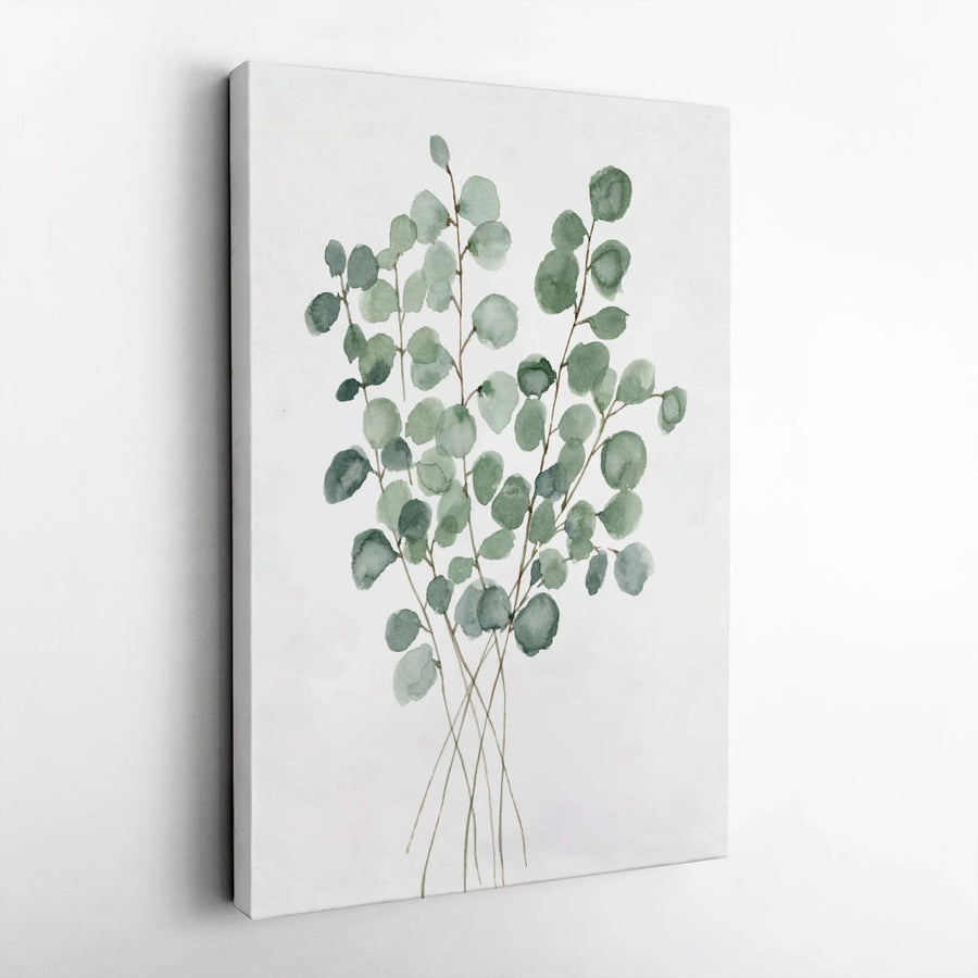 Watercolor Eucalyptus Canvas Wall Art | Botanical Greenery Print | Premium Fade-Resistant Gallery Wrap | Modern Farmhouse Living Room Decor