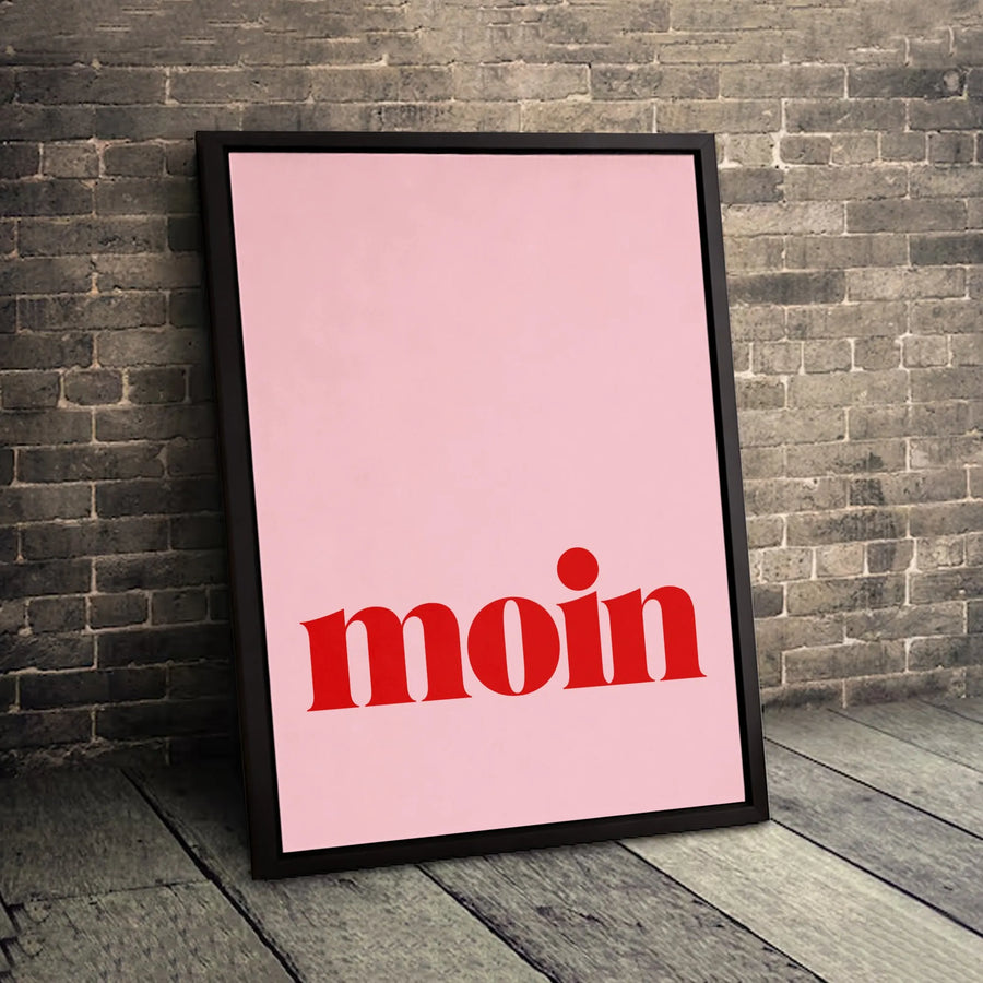 Moin Canvas Print | Minimalist German Greeting Wall Art | Premium Fade-Resistant Gallery Wrap | Modern Home Decor Gift