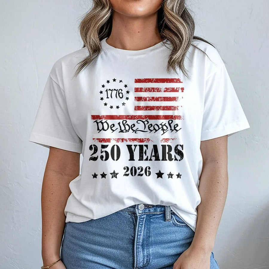 America 250th Anniversary T-Shirt | We The People Vintage Flag Graphic | 1776-2026 Commemorative Tee | Patriotic Gift for Men & Women
