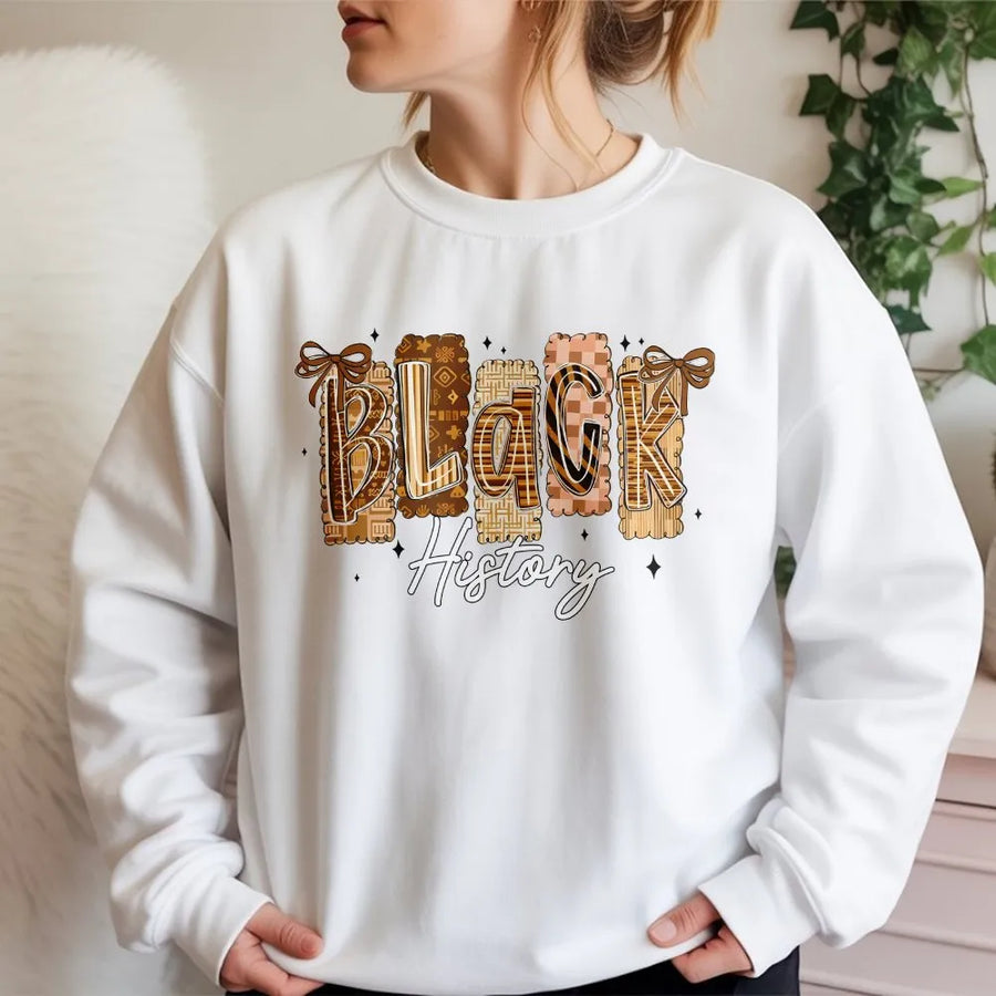 Black History Month Sweatshirt | Coquette Bow Graphic Design | Premium Cotton Blend | Equality Heritage Gift for Her