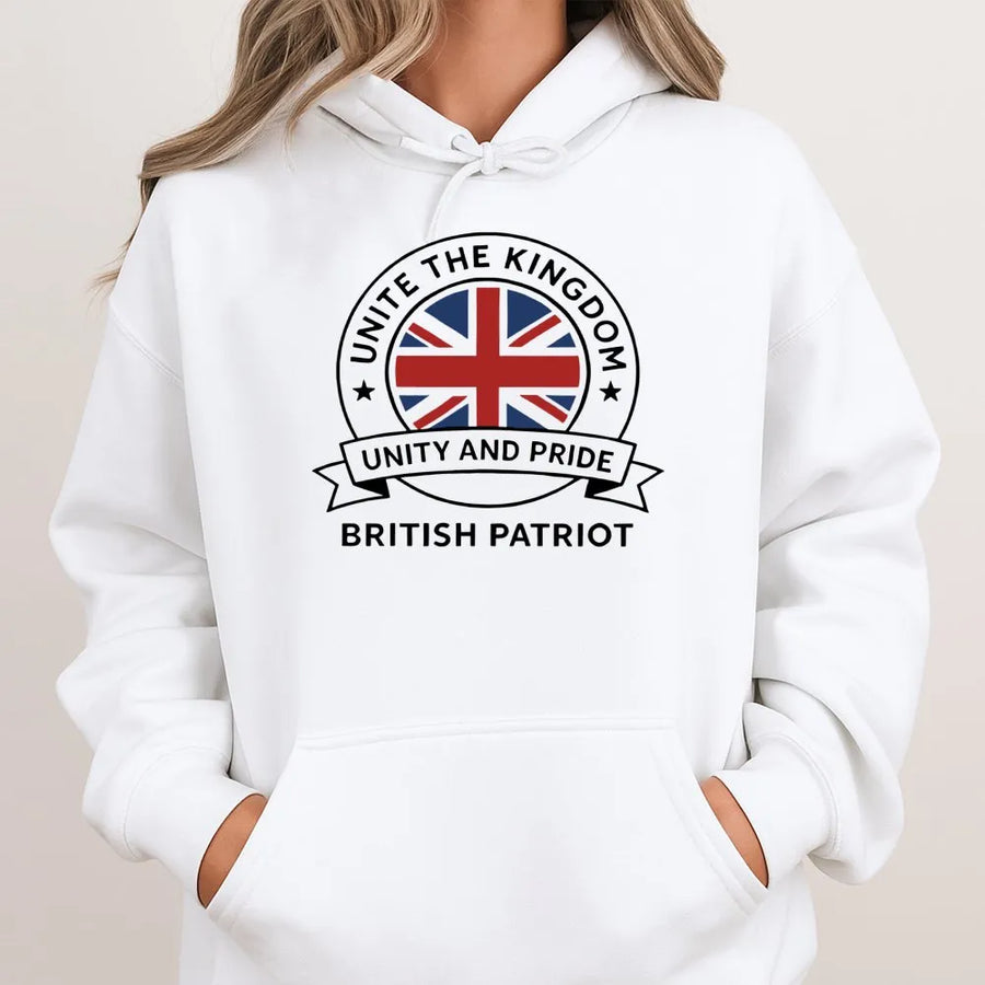 British Patriot Hoodie | Union Jack Flag Graphic Design | Premium Cotton Blend | Gift For United Kingdom Supporters & London Lovers