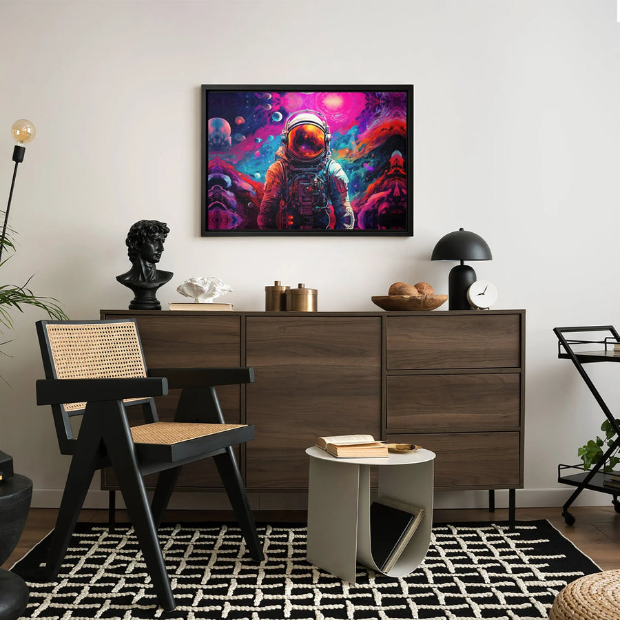 Astronaut Wall Art | Psychedelic Galaxy Space Canvas Print | Premium Fade-Resistant Gallery Wrap | Modern Home Decor Gift