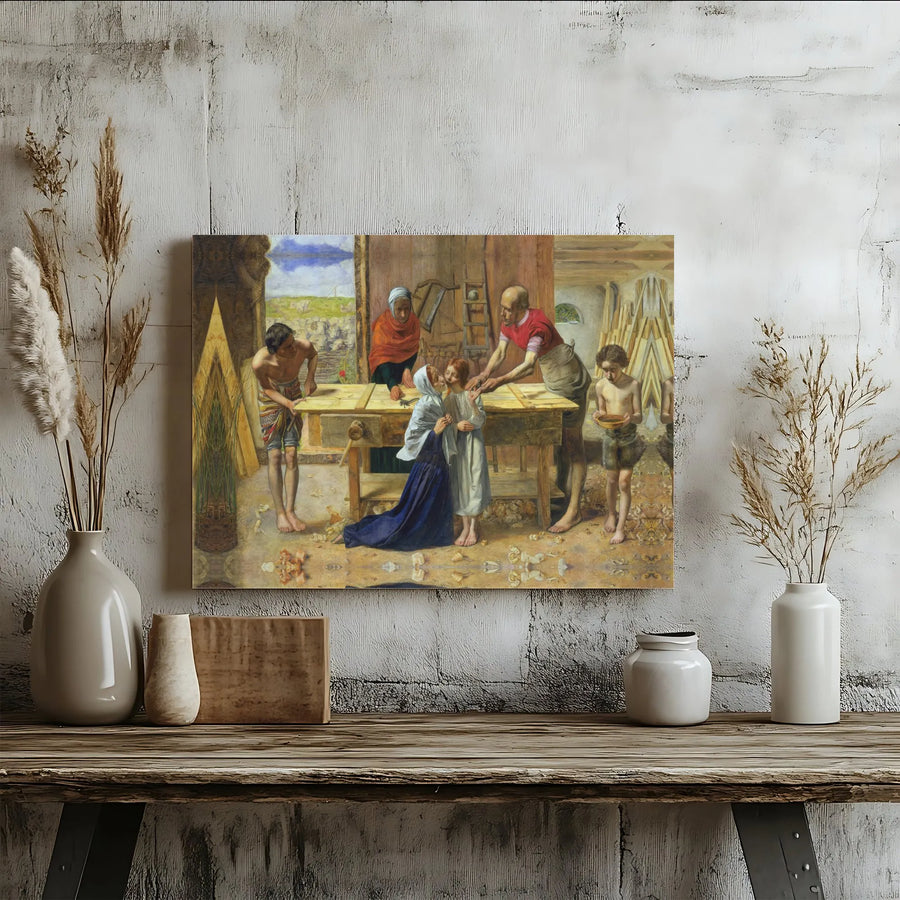 Christ in the House of His Parents Canvas Wall Art | John Everett Millais Pre-Raphaelite Painting | Premium Matte Canvas | Christian Home Decor Collector Gift