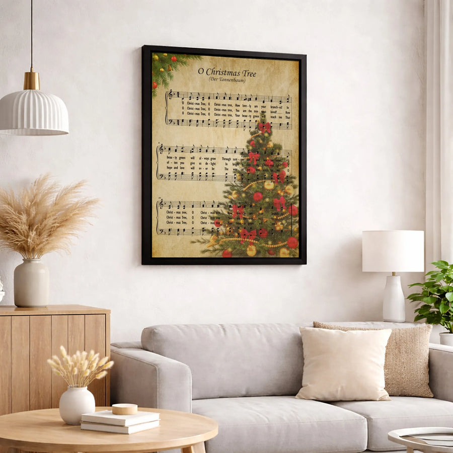 O Tannenbaum Christmas Canvas Print | Vintage Sheet Music Wall Art | Premium Gallery-Wrapped Holiday Decor | Classic Christmas Song Gift for Music Lovers