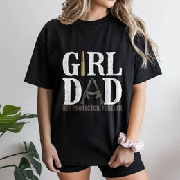 Girl Dad T-Shirt | Tactical Ammo & Rifle Graphic Design | 100% Premium Cotton Tee | Protective Father's Day 2026 Gift Idea