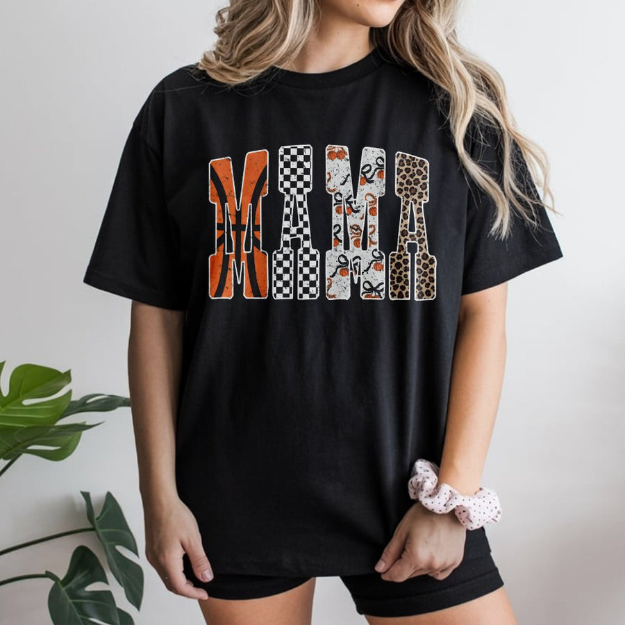 Basketball Mama T-Shirt | Retro Checkered Leopard Print Design | Premium Soft Cotton Tee | Trendy Game Day Gift for Basketball Moms