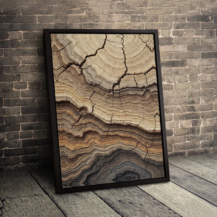 Abstract Tree Ring Wall Art | Cracked Wood Grain Texture | Premium Gallery-Wrapped Canvas | Modern Minimalist Home Decor Gift