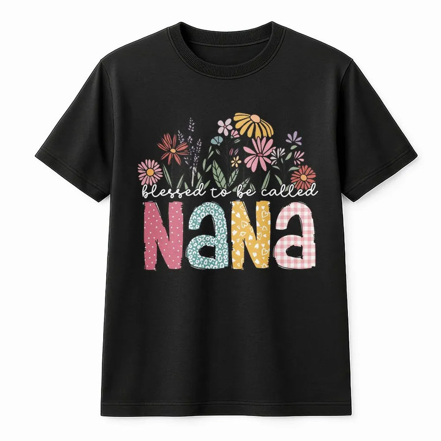 Blessed Nana T-Shirt | Floral Wildflower Graphic Tee | Soft Cotton Grandma Shirt | Mother's Day Gift for New Grandmother