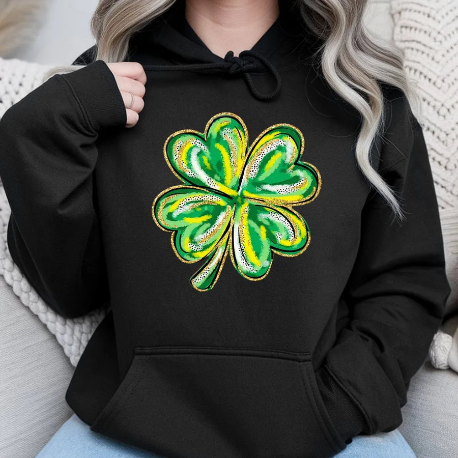 Lucky Shamrock Hoodie | St. Patrick's Day Graphic Print | Premium Cotton-Poly Blend | Unisex Gift for Irish Celebration and Spring Apparel