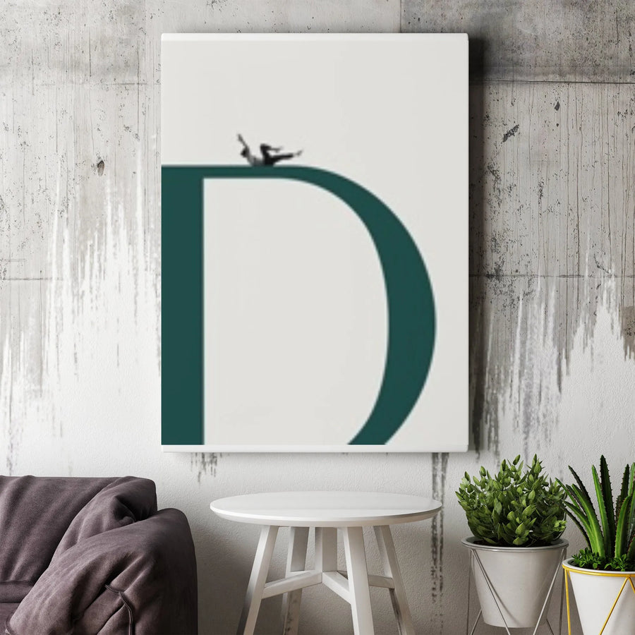 Minimalist Letter D Canvas Art | Modern Initial D Typography Print | Premium Gallery Wrap Canvas | Modern Home Office Decor Gift