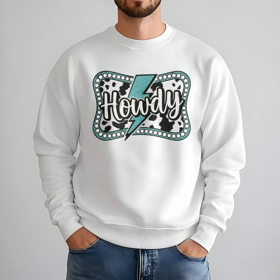 Howdy Sweatshirt | Western Cowgirl Lightning Bolt Design | Premium Cotton Blend | Country Style Gift for Her