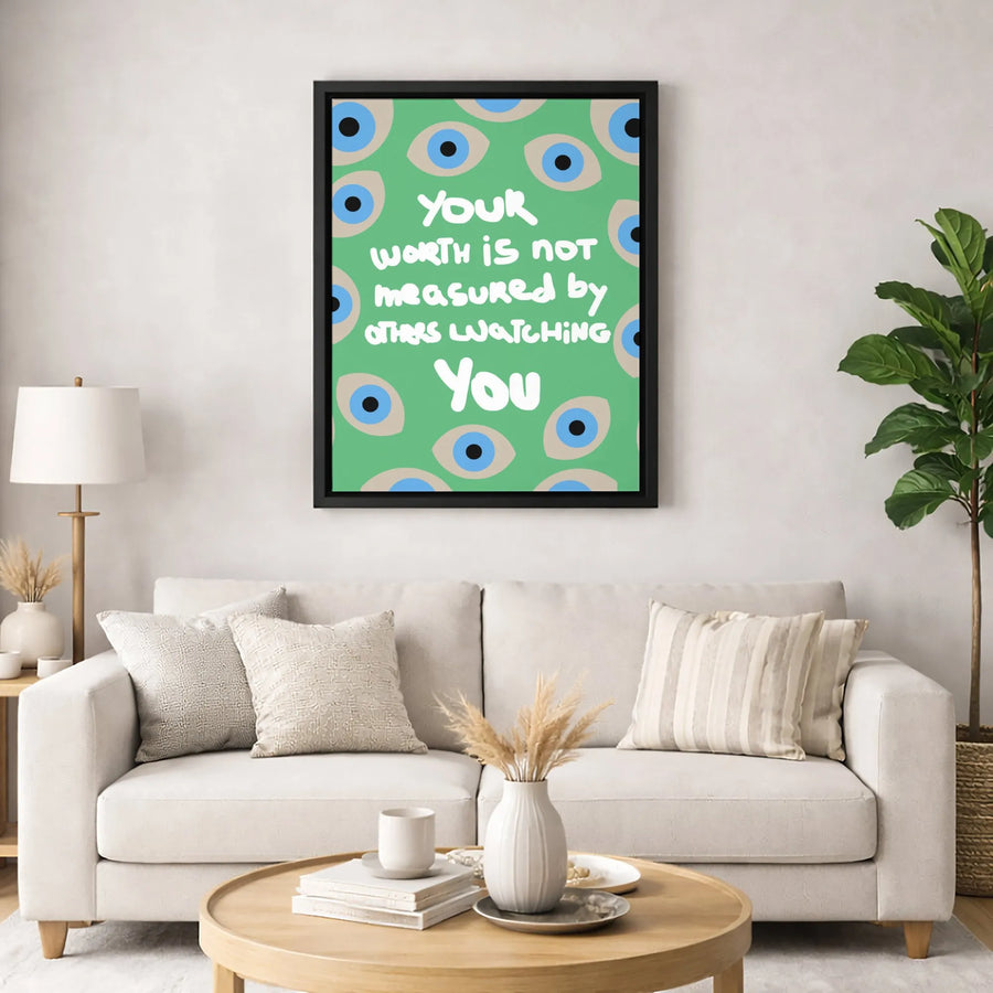 Evil Eye Wall Art Canvas | Inspirational Quote Quote Wall Decor | Gallery Quality Premium Print | Motivational Gift for Home or Office Decor