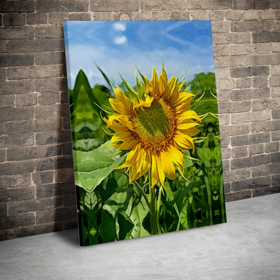 Sunflower Canvas Wall Art | Vibrant Botanical Painting Print | Premium Gallery Wrapped Canvas | Modern Farmhouse Living Room Decor Gift
