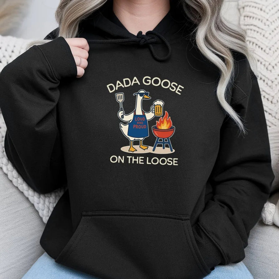 Dada Goose Hoodie | Funny BBQ Grilling Goose Graphic Crewneck | Soft Cotton Blend | Father's Day Gift for Dad & Grandpa