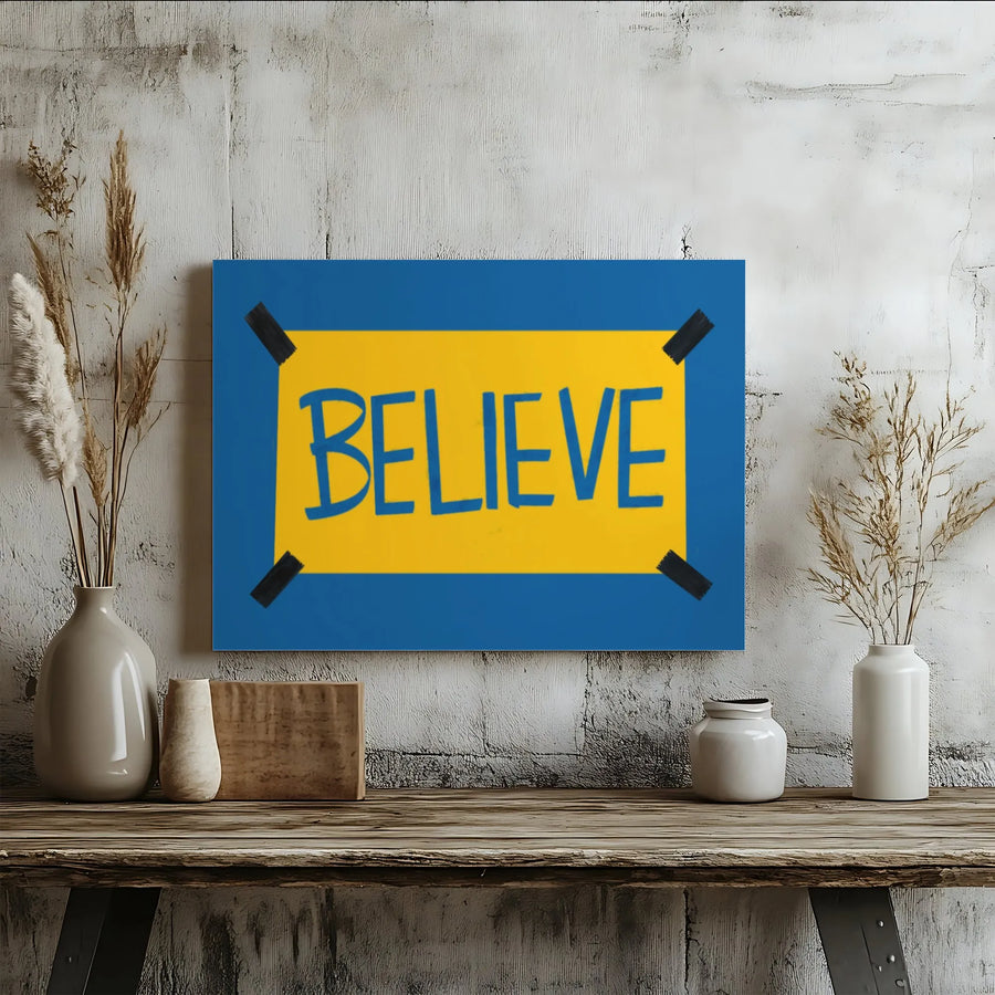 Believe Canvas Wall Art | Inspirational Quotes Decor | Premium Gallery Wrapped Canvas | Motivational Office and Home Decor Gift