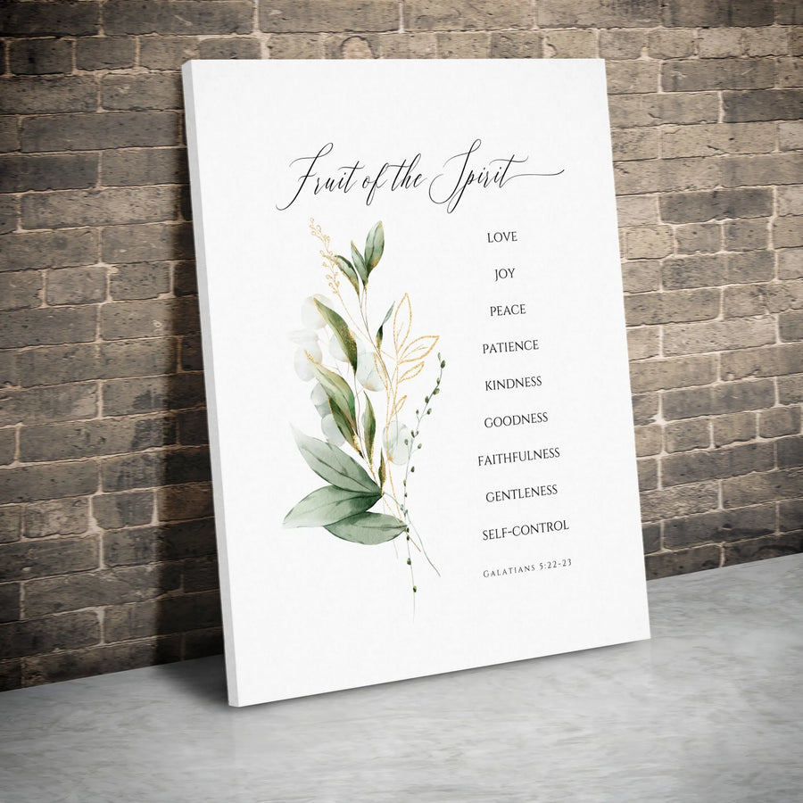 Fruit of the Spirit Canvas Wall Art | Galatians 5:22-23 Bible Verse Print | Premium Watercolor Eucalyptus Decor | Religious Gift for Home Office