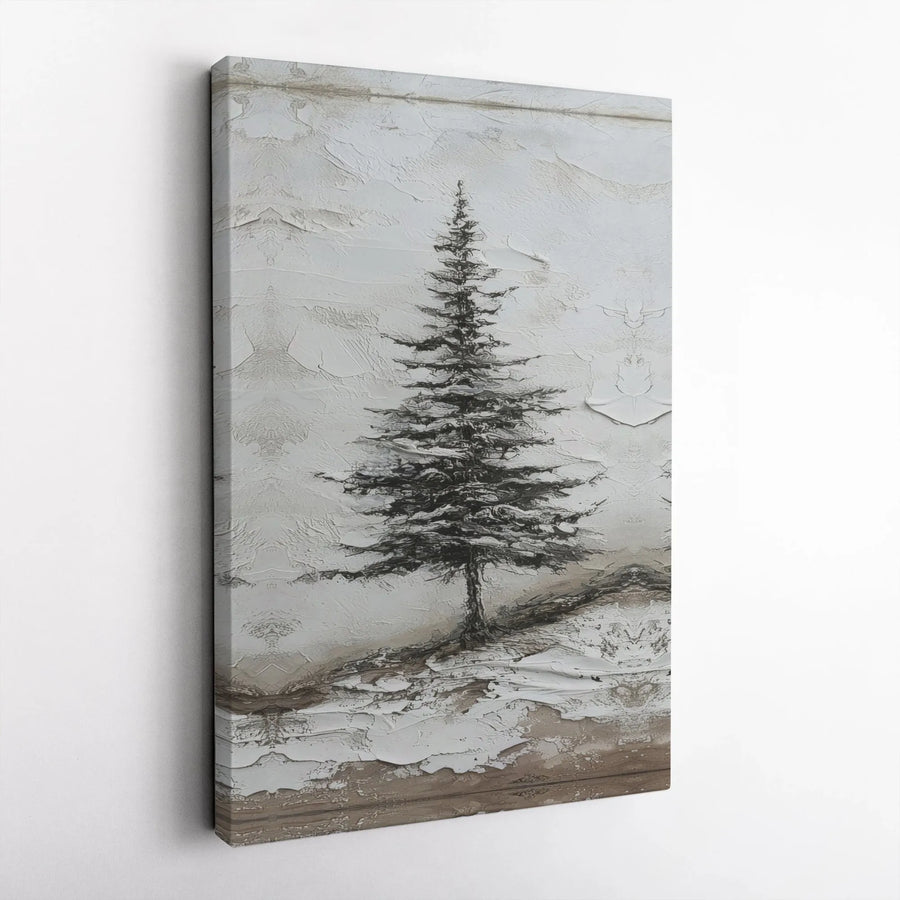 Textured Pine Tree Canvas Wall Art | Minimalist Impasto Style Forest Art | Premium Thick Gallery Wrap Canvas | Modern Farmhouse Decor Gift