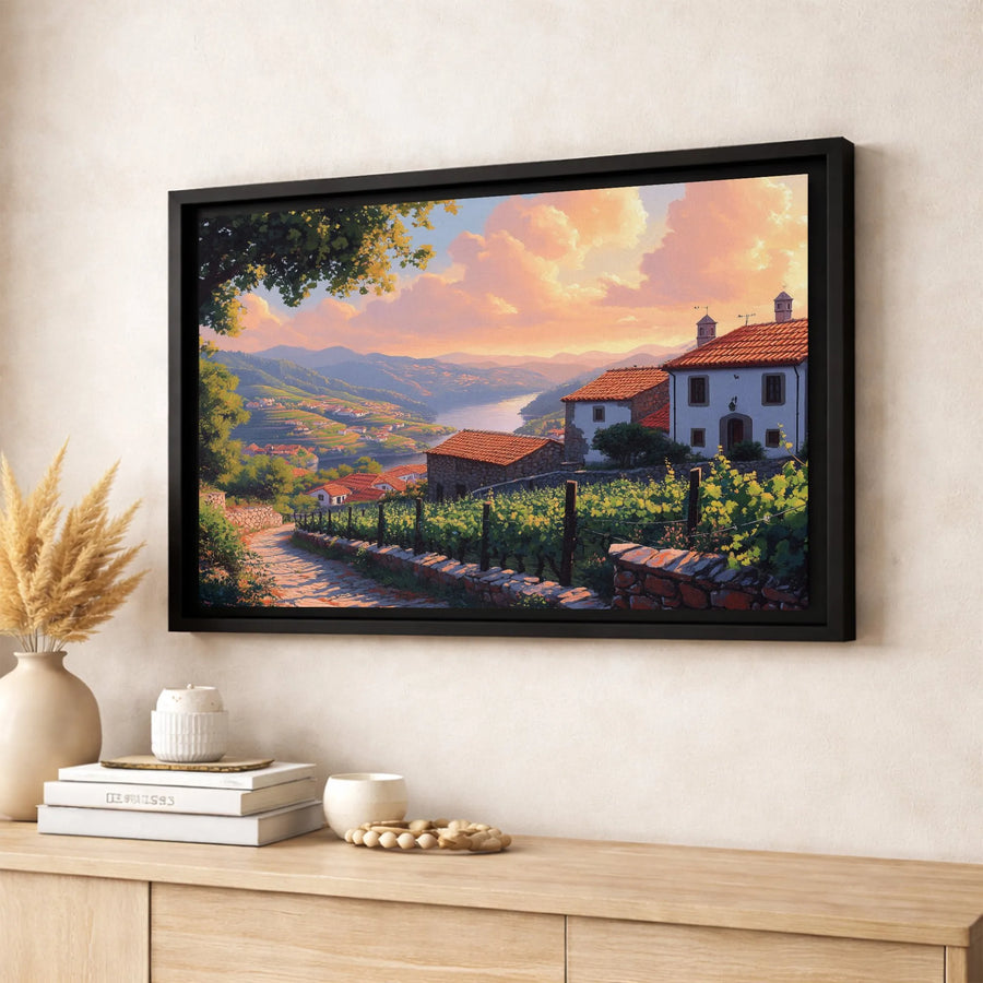 Tuscan Vineyard Canvas Print | Mediterranean Coastal Landscape Wall Art | Premium Gallery-Wrapped Decor | Gift for Home and Office