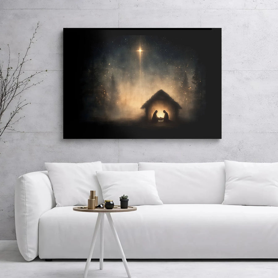 Nativity Scene Canvas Print | Star of Bethlehem Christmas Wall Art | Premium Gallery Wrap Decor | Religious Holiday Home Gift