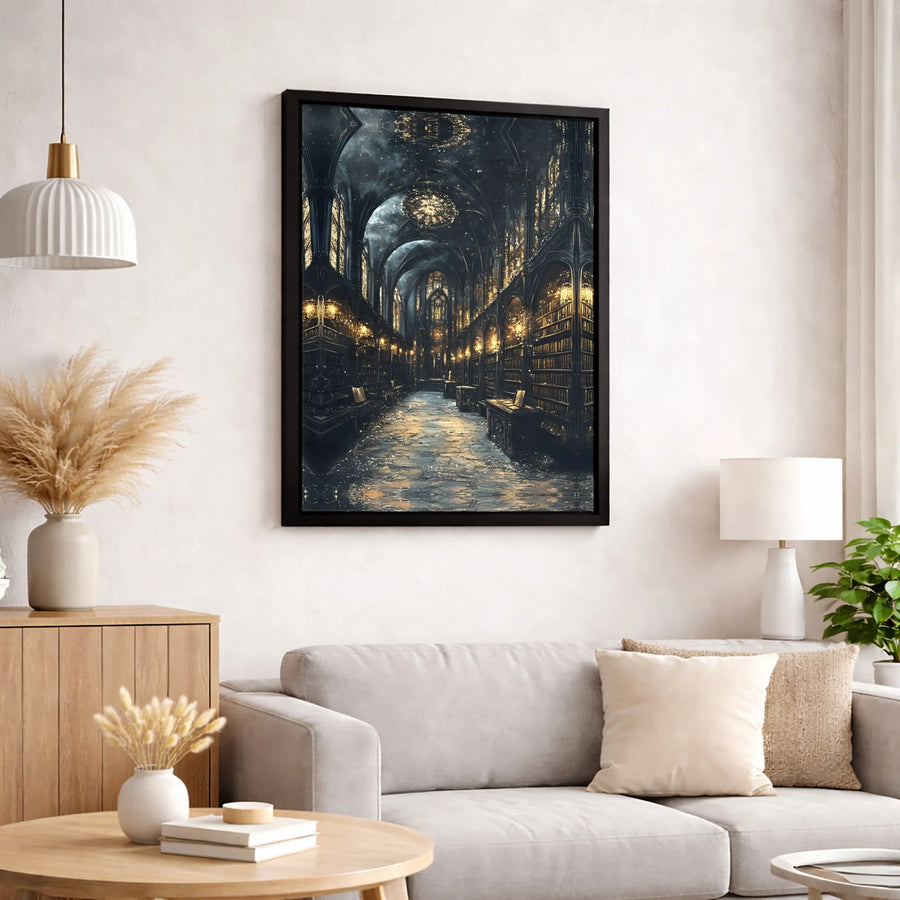 Gothic Library Canvas Print | Magical Bookcase Wall Art | 1.25 Inch Premium Gallery Wrap | Dark Academia Home Decor Gift