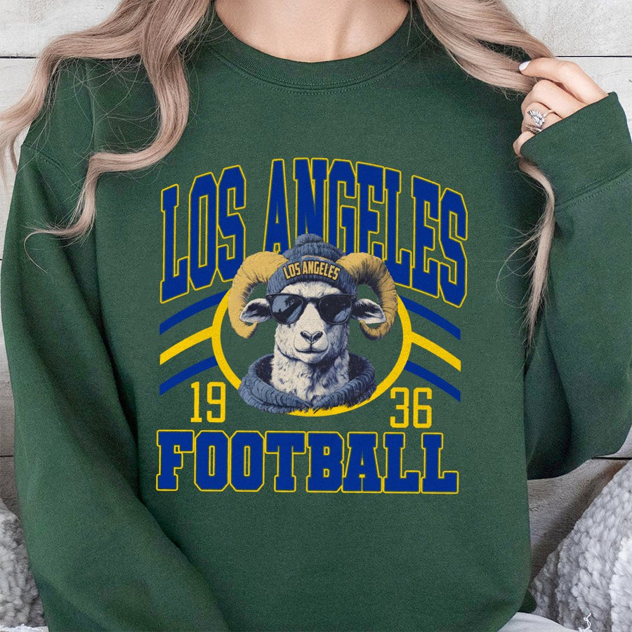 Los Angeles Football 1936 With A Ram Mascot Wearing A Los Angeles Beanie And Sunglasses Sweatshirt