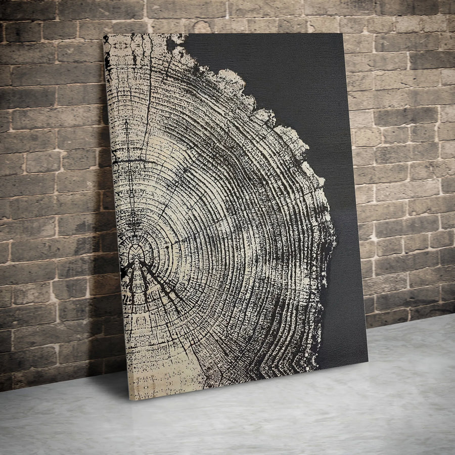 Tree Ring Canvas Print | Abstract Wood Slice Wall Art | Premium Gallery Quality Canvas | Modern Rustic Home Decor Gift