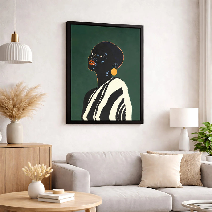 Abstract Black Woman Portrait Canvas | Modern Minimalist Wall Art | Premium Fade-Resistant Print | Elegant Home & Office Decor Gift