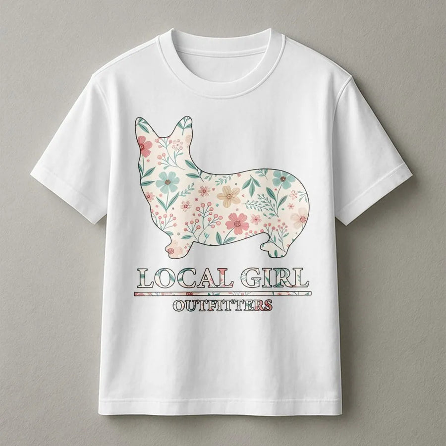 Floral Corgi T-Shirt | Boho Dog Lover Graphic Tee | Premium Soft Cotton Apparel | Cute Pet Gift For Women & Dog Moms