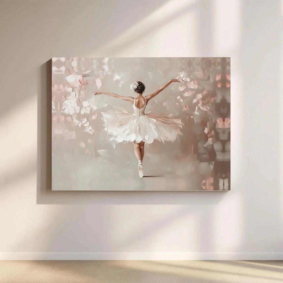 Ballerina Canvas Wall Art | Abstract Floral Ballet Dancer Print | Premium Gallery Wrapped Decor | Gift for Dancer Girls Room