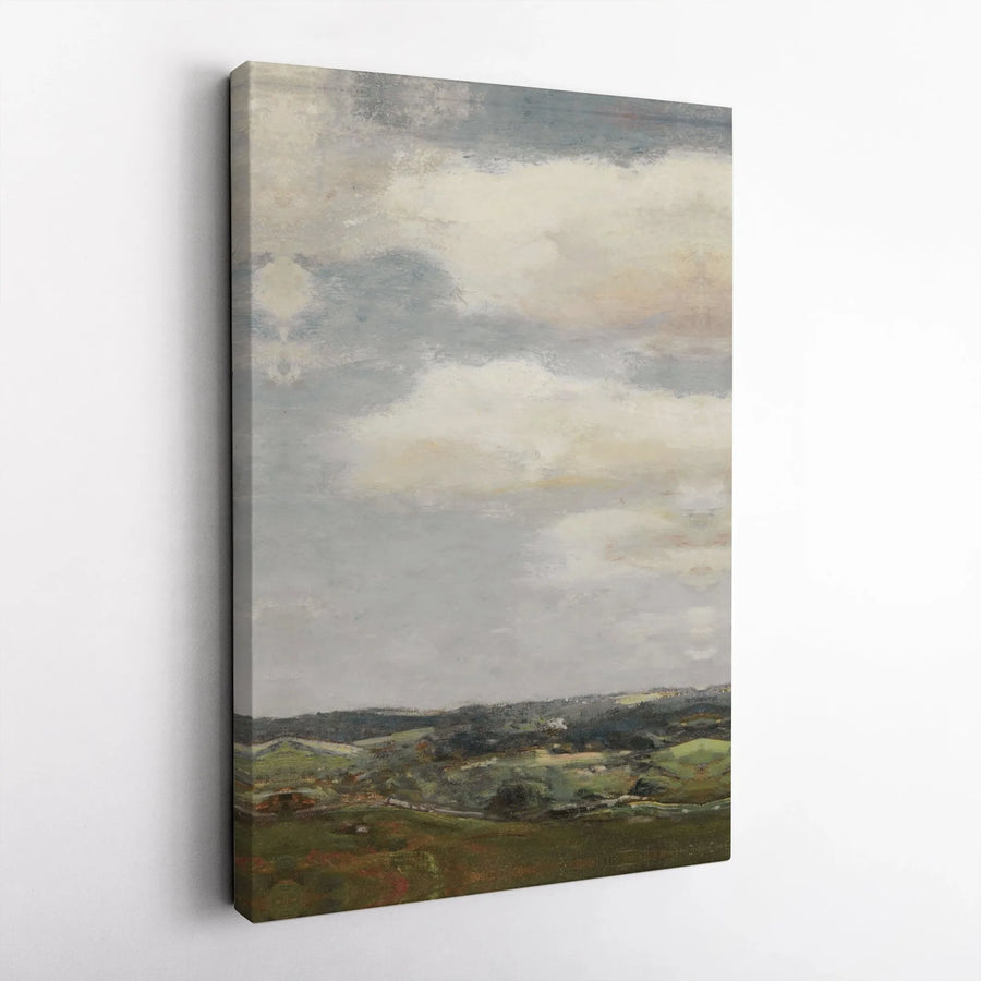 Rolling Hills Landscape Canvas Art | Abstract Cloudy Sky Wall Decor | Premium 1.25 Inch Gallery Wrap | Serene Nature Print for Home Office