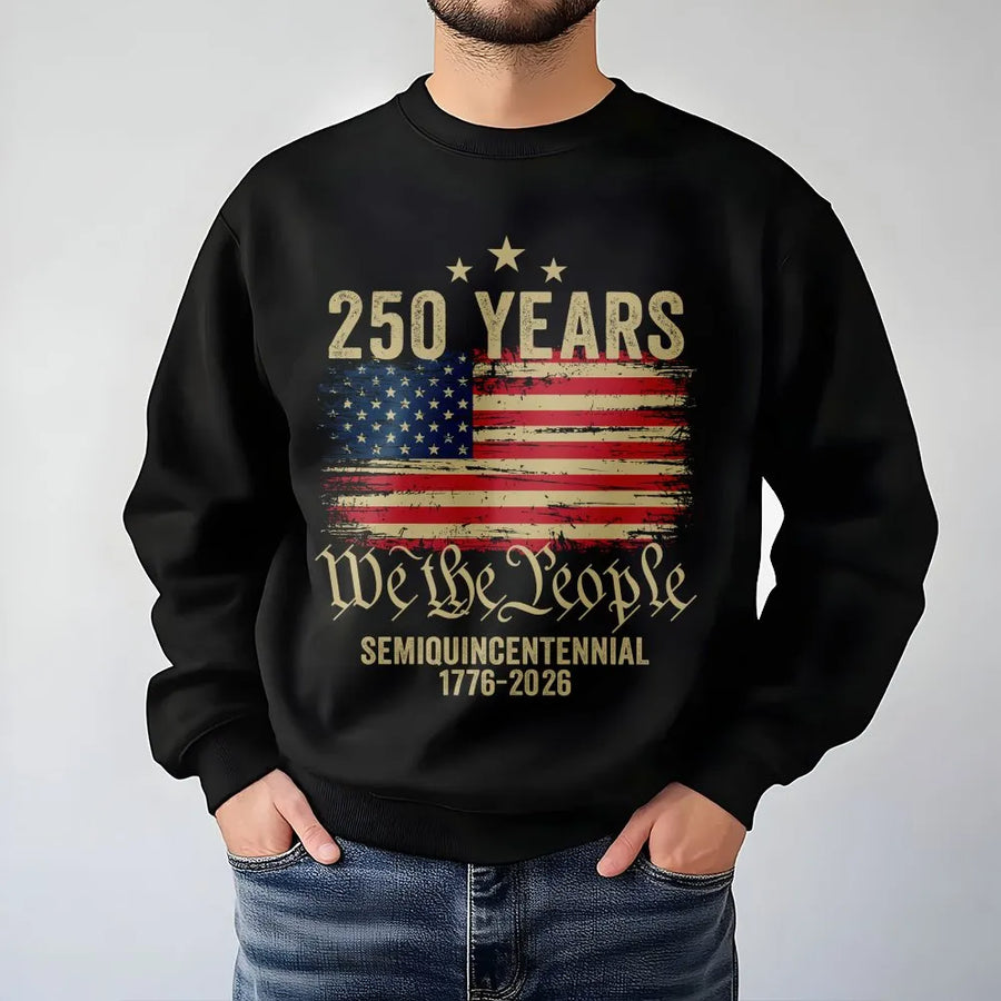 America 250th Anniversary Sweatshirt | We The People Distressed USA Flag | Premium Cotton Blend Sweatshirt | Patriotic Gift 1776-2026