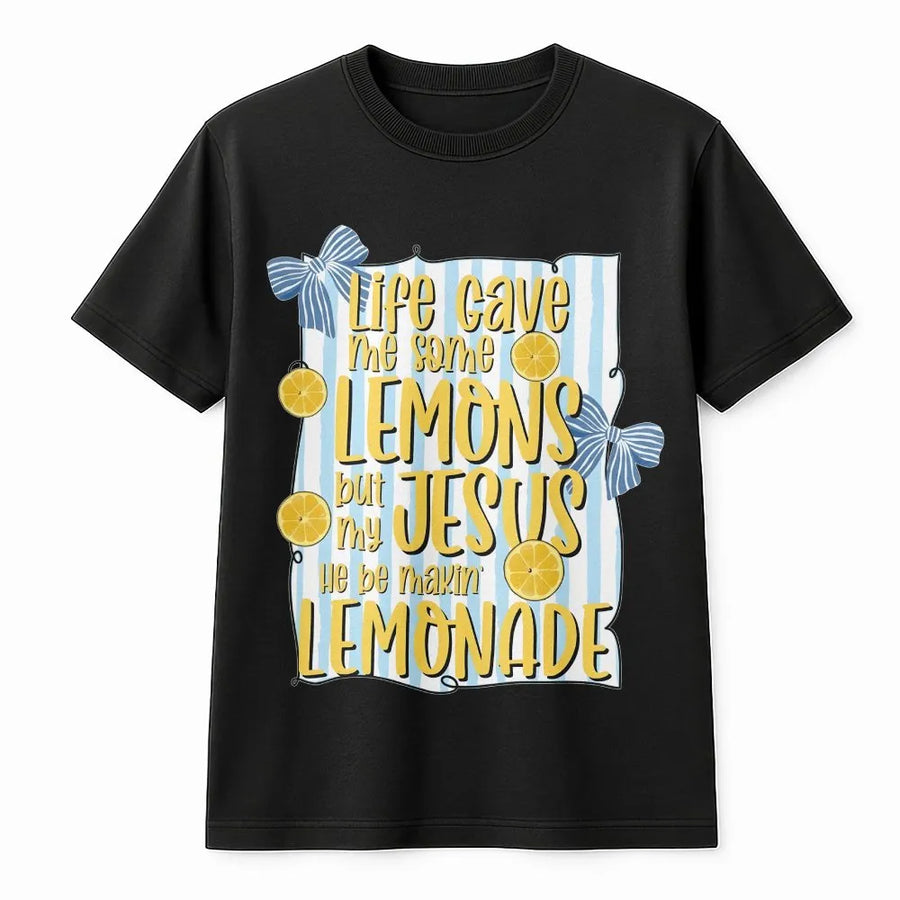Christian Lemonade T-Shirt | Life Gave Me Lemons Jesus Made Lemonade | Cozy Cotton Blend | Inspirational Faith Gift for Women