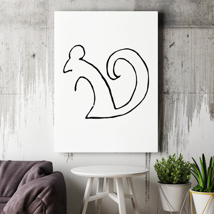 Minimalist Squirrel Canvas Wall Art | Abstract Line Drawing Decor | Premium 1.25-Inch Gallery Wrap | Modern Nature-Inspired Home Gift