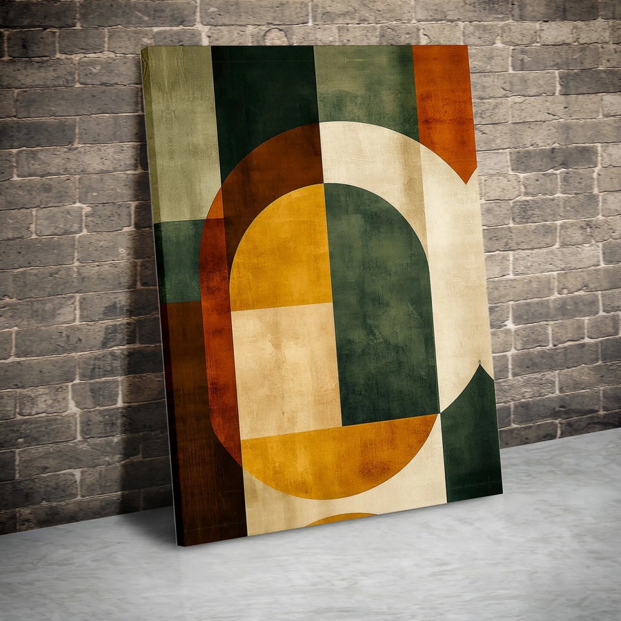 Mid Century Modern Wall Art | Earthy Geometric Abstract Print | Premium Gallery Canvas | Modern Living Room Decor