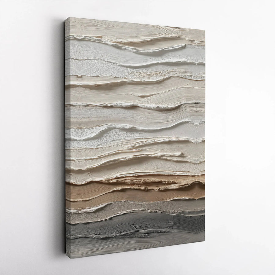 Textured Abstract Canvas Print | Minimalist Neutral Tones 3D Effect Art | Premium Fade-Resistant Ink | Modern Living Room Wall Decor Gift