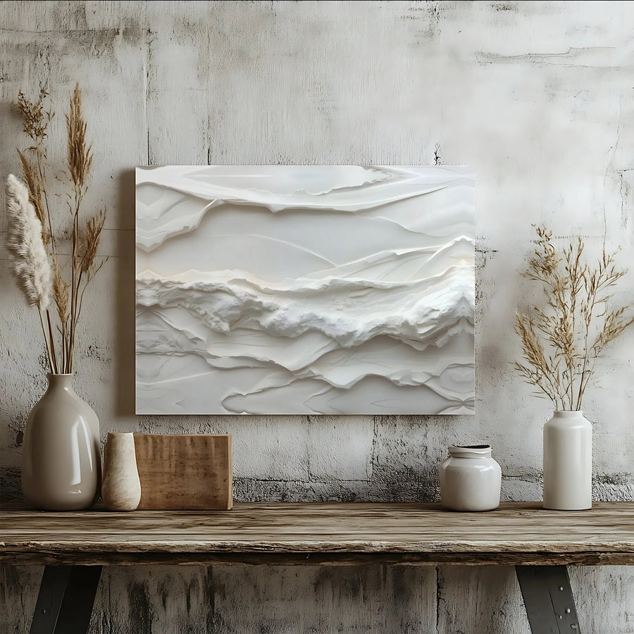 Abstract Textured Canvas Wall Art | 3D Plaster Effect Print | Premium Gallery Wrapped Canvas | Modern Japandi Home Decor