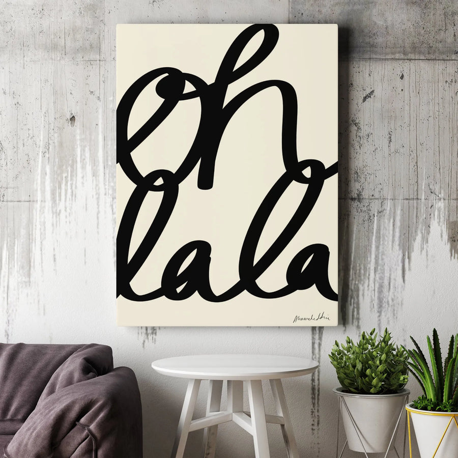 Oh Lala Wall Art | Modern Cursive Script Typography Print | Premium 1.25-Inch Gallery Canvas | Chic Home Decor Gift